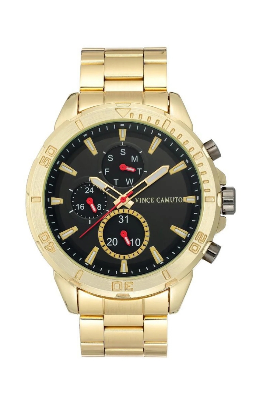 Vince Camuto The Cadet VC/1109BKGP Men's 44mm Gold Tone S/Steel Dial Watch  Black - Walmart.com