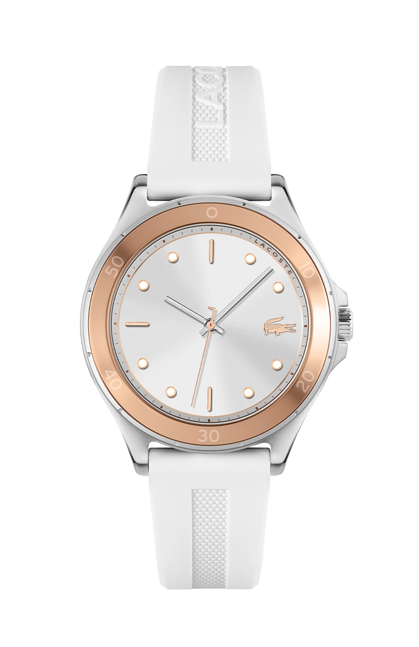 Lacoste ladies white leather strap online watch