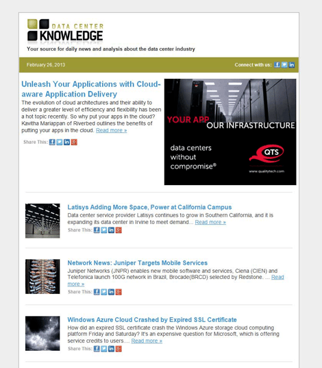 Data Center Knowledge Spiffs Up its Email Newsletter
