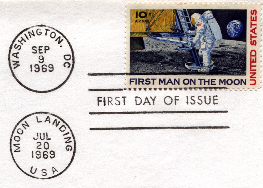 apollo 11 moon landing stamp getty
