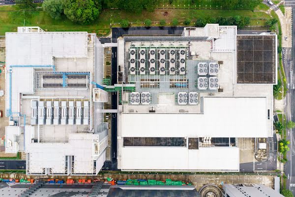 The roof of a Google data center in Singapore