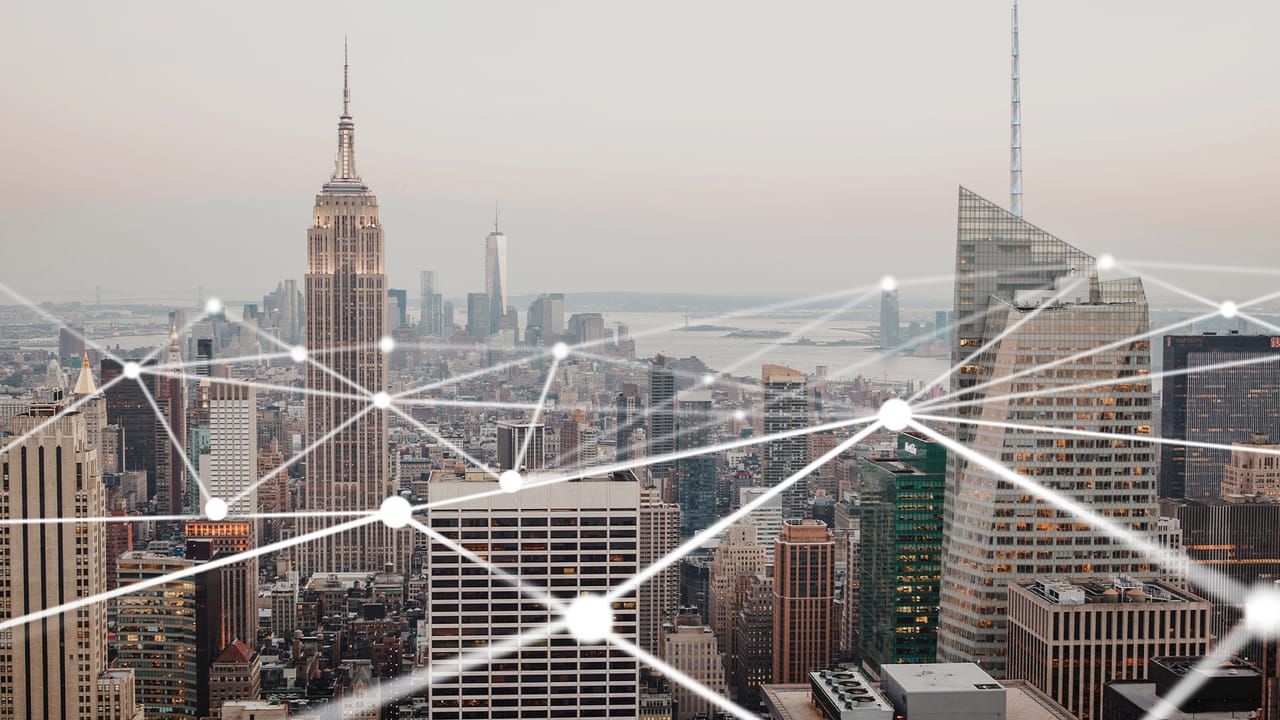 New York connected by data lines New York connected by data lines