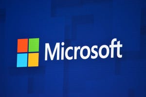 Microsoft Logo on Blue Background