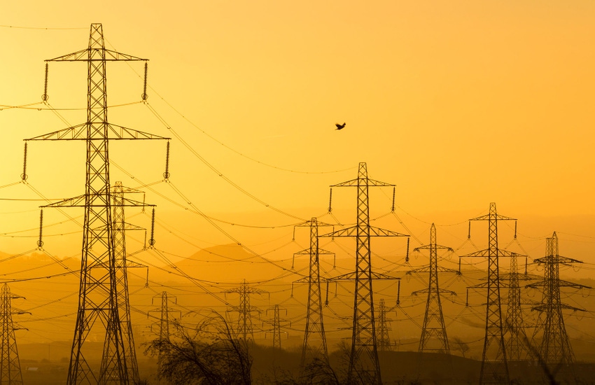 UK electricity network at dawn