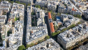 Aerial shot of inner city Paris Aerial shot of inner city Paris