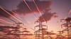 high-voltage power lines at sunset high-voltage power lines at sunset