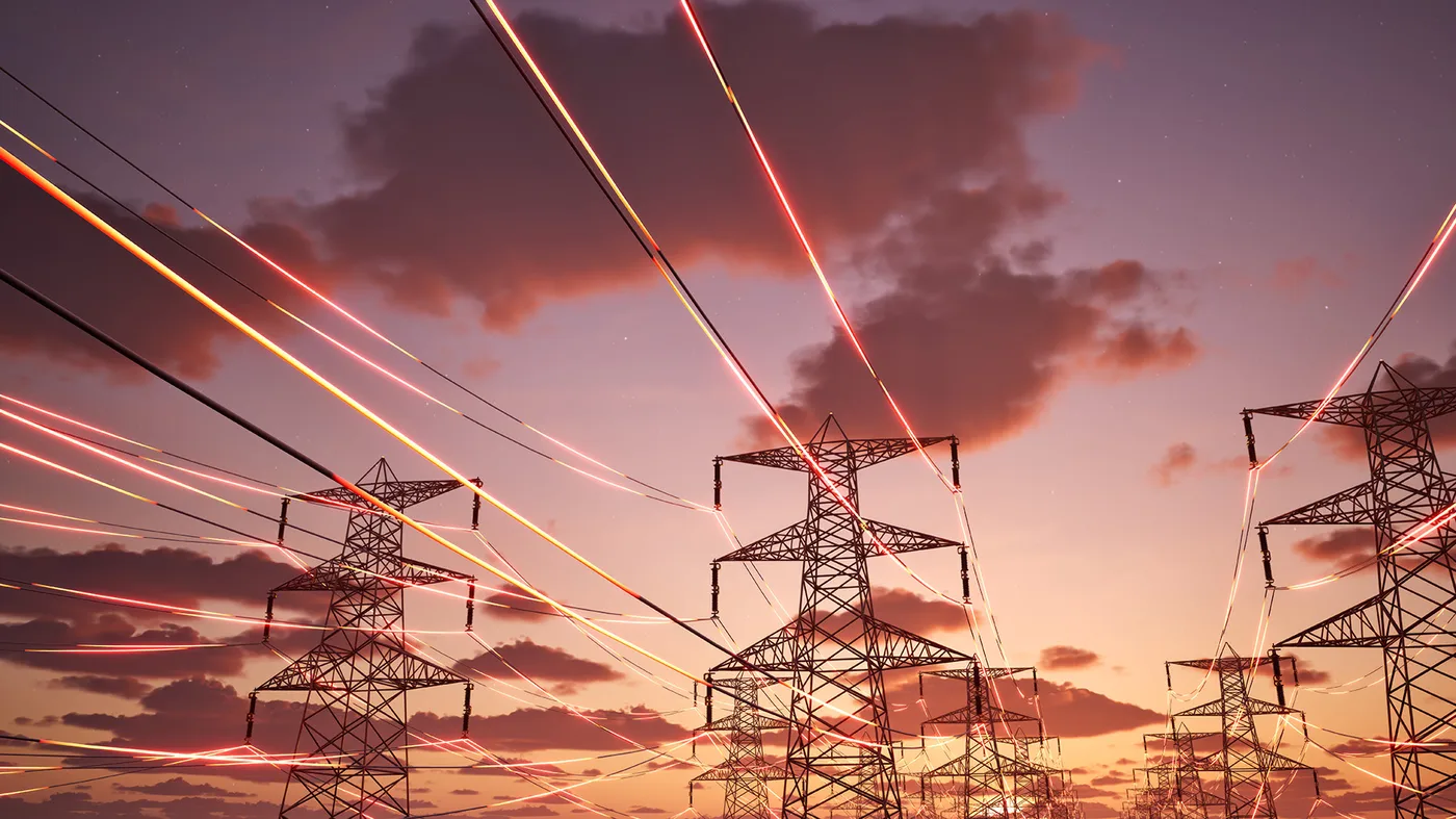 high-voltage power lines at sunset high-voltage power lines at sunset