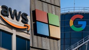 Amazon Web Services, Microsoft Corp. and Google logos Amazon Web Services, Microsoft Corp. and Google logos