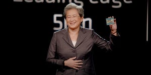 AMD CEO Dr. Lisa Su presents the 4th generation of Epyc during the firm's together we advance_data centers event in San Francisco.