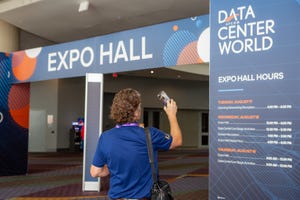 Photo of attendee at the Data Center World 2022 conference and exhibition.