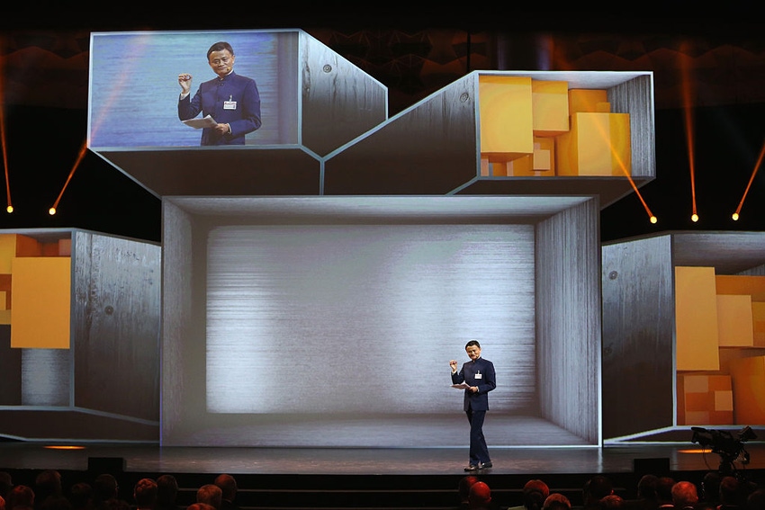 Alibaba Executive Chairman Jack Ma speaks at the 2015 CeBIT technology trade fair in Hanover