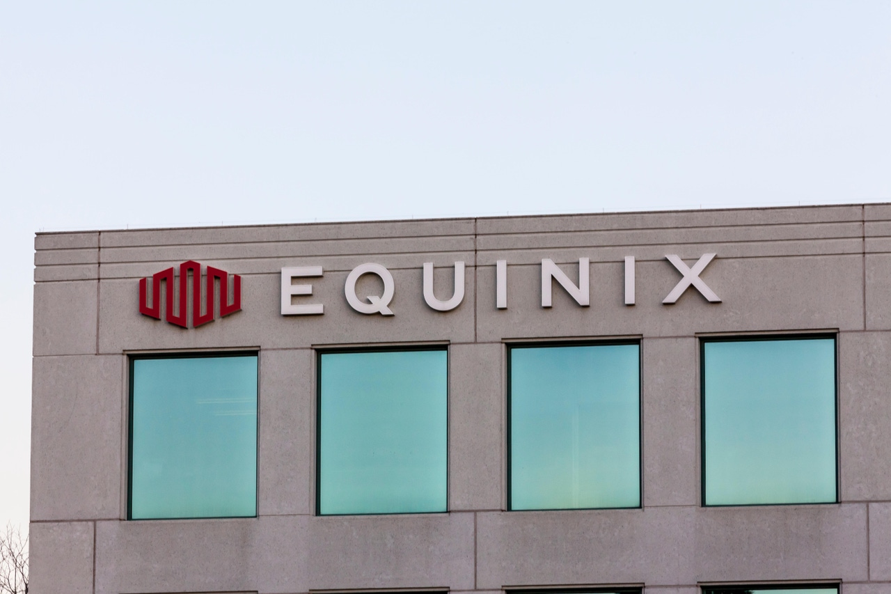 Equinix logo on building Equinix logo on building
