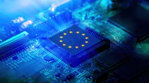 EU flag on a CPU processor EU flag on a CPU processor