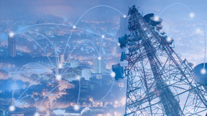 Double layer network connection concept telecommunication to the city Double layer network connection concept telecommunication to the city