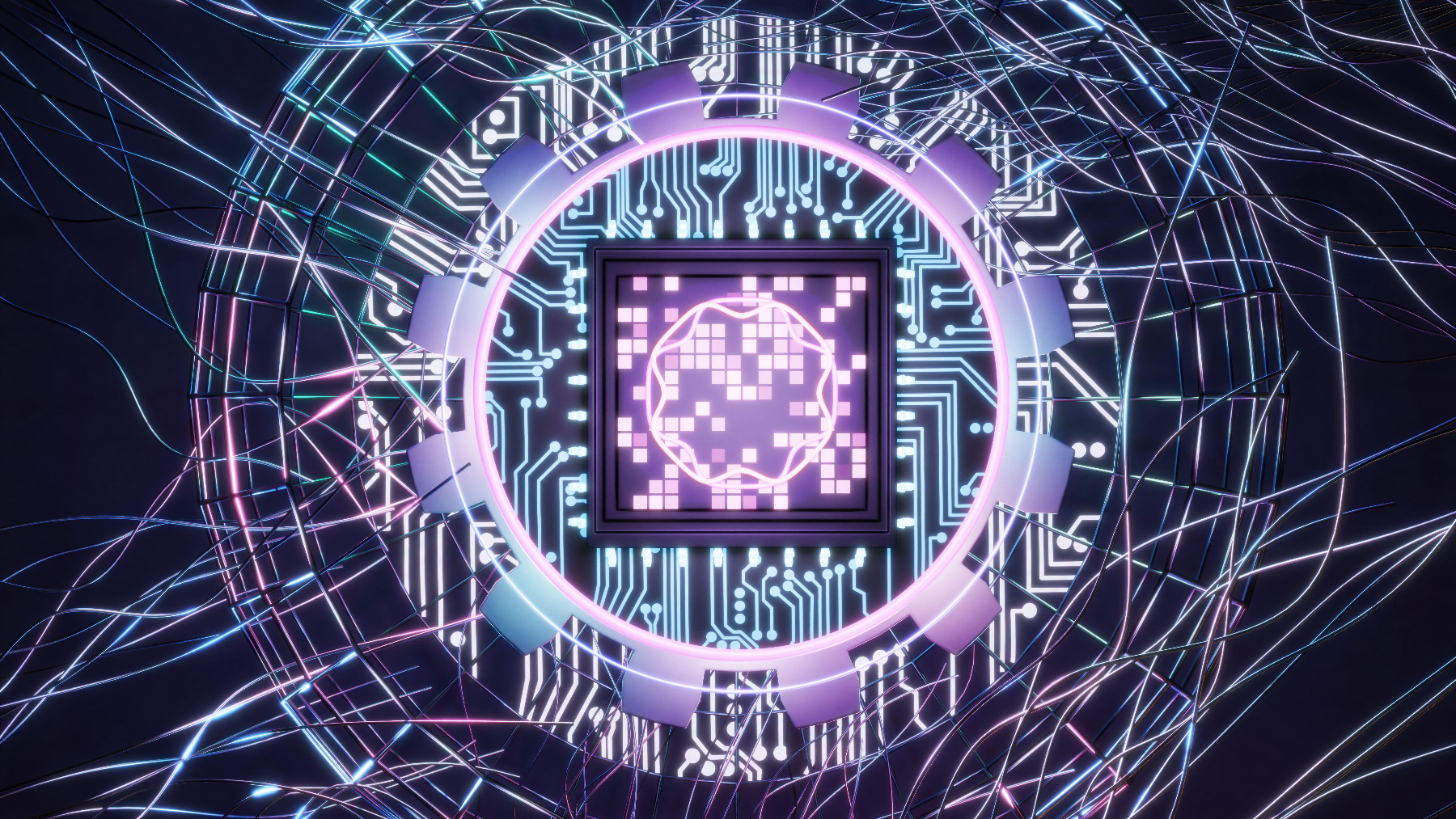 Many wires and cables connected to a high-tech central processing unit .jpg