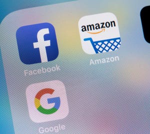image of social media logos of Amazon, Facebook, and Google