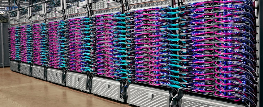 A row of TPU v3 Pods inside a Google data center