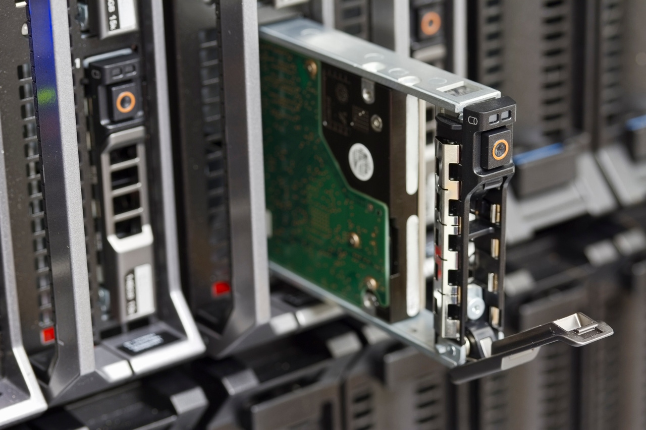 A hard drive in a storage server A hard drive in a storage server