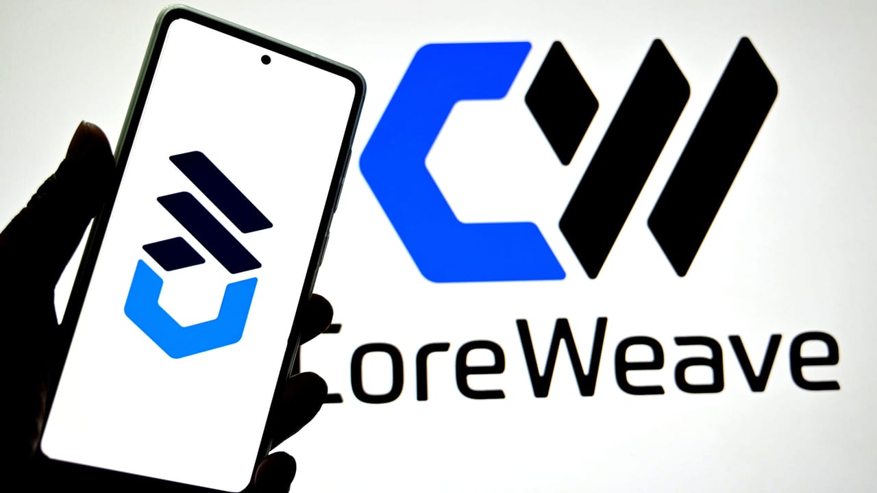 coreweave logo on display