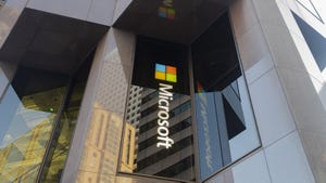 Microsoft logo on an office building