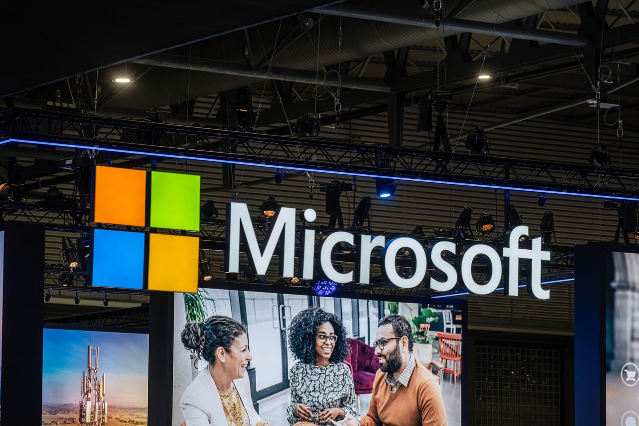 Microsoft logo during the Mobile World Congress 2022 Microsoft logo during the Mobile World Congress 2022
