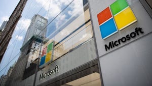 Microsoft logo on an office building