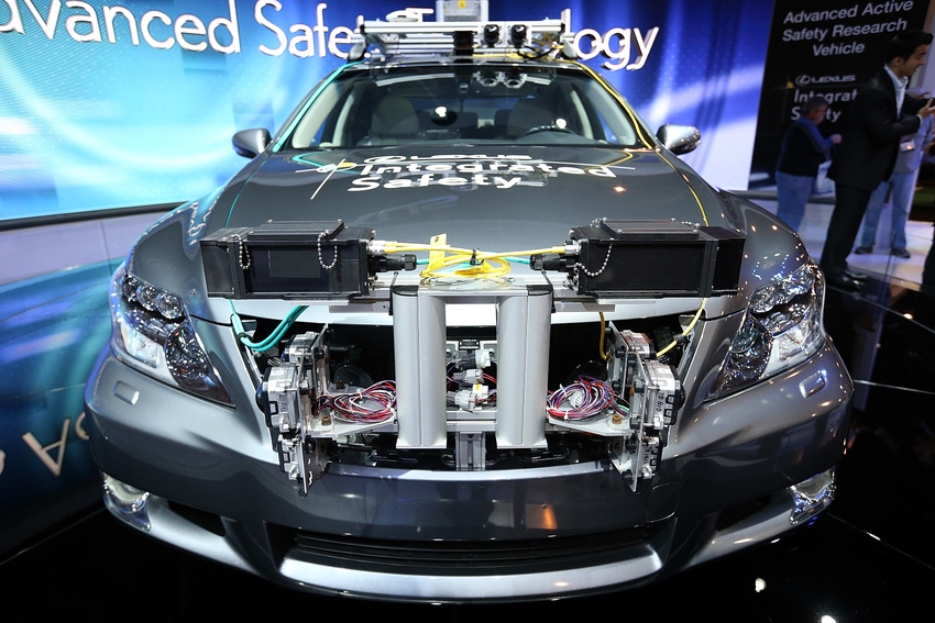 A Lexus LS Integrated Safety self-driving car at the 2013 International CES in Las Vegas