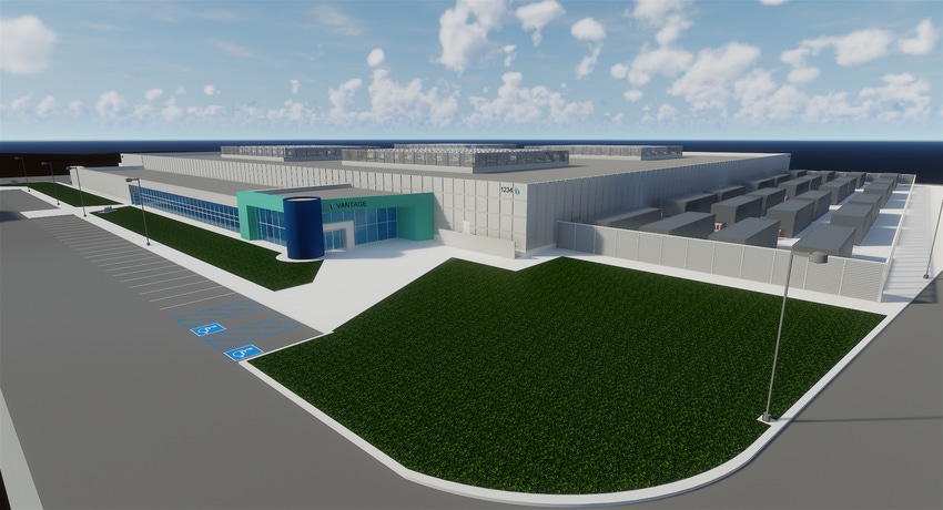 Rendering of one of the data centers on the future Vantage campus in Ashburn, Virginia
