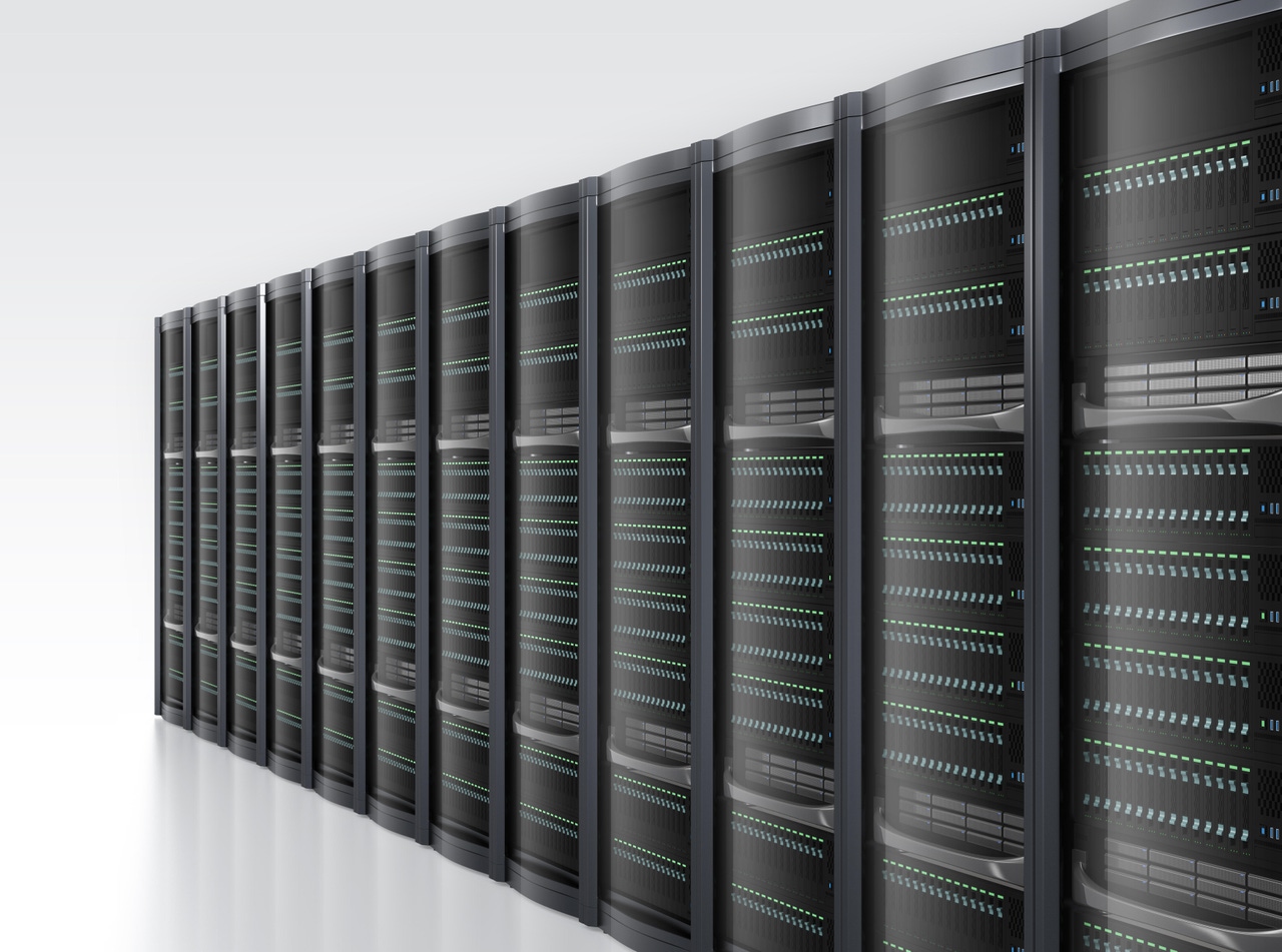 Row of blade server system in data center Row of blade server system in data center