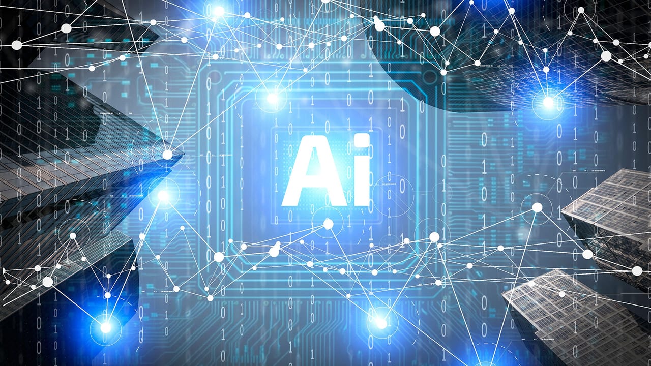 the word AI floating in a digital space
