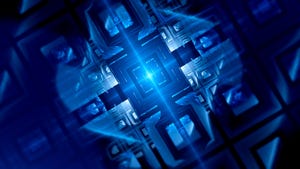 blue glowing futuristic quantum computer blue glowing futuristic quantum computer