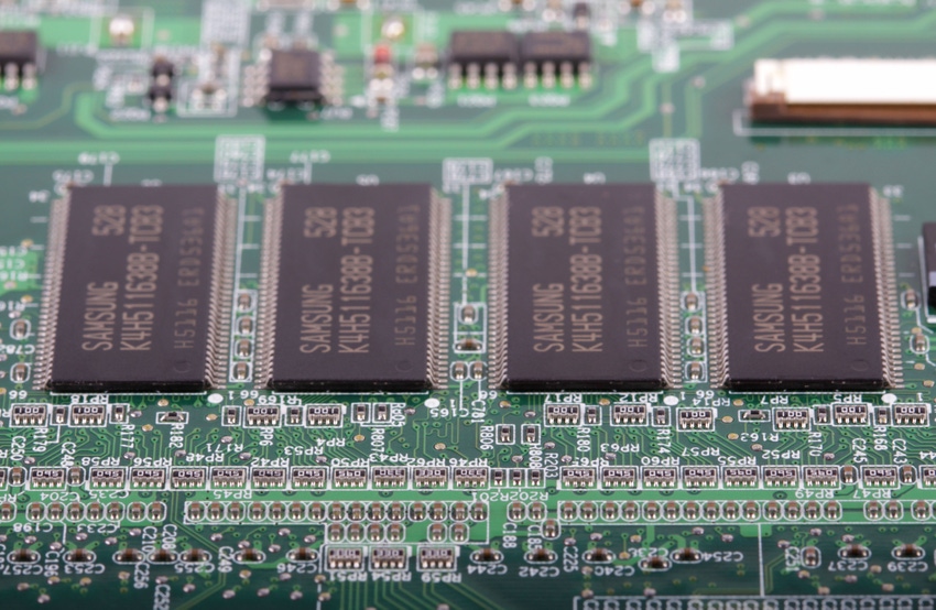 Macro view of a Samsung motherboard for data center