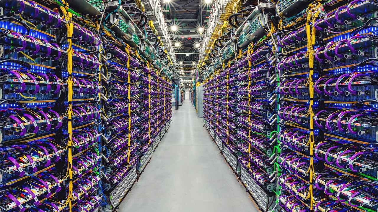Rows of data center chips Rows of data center chips
