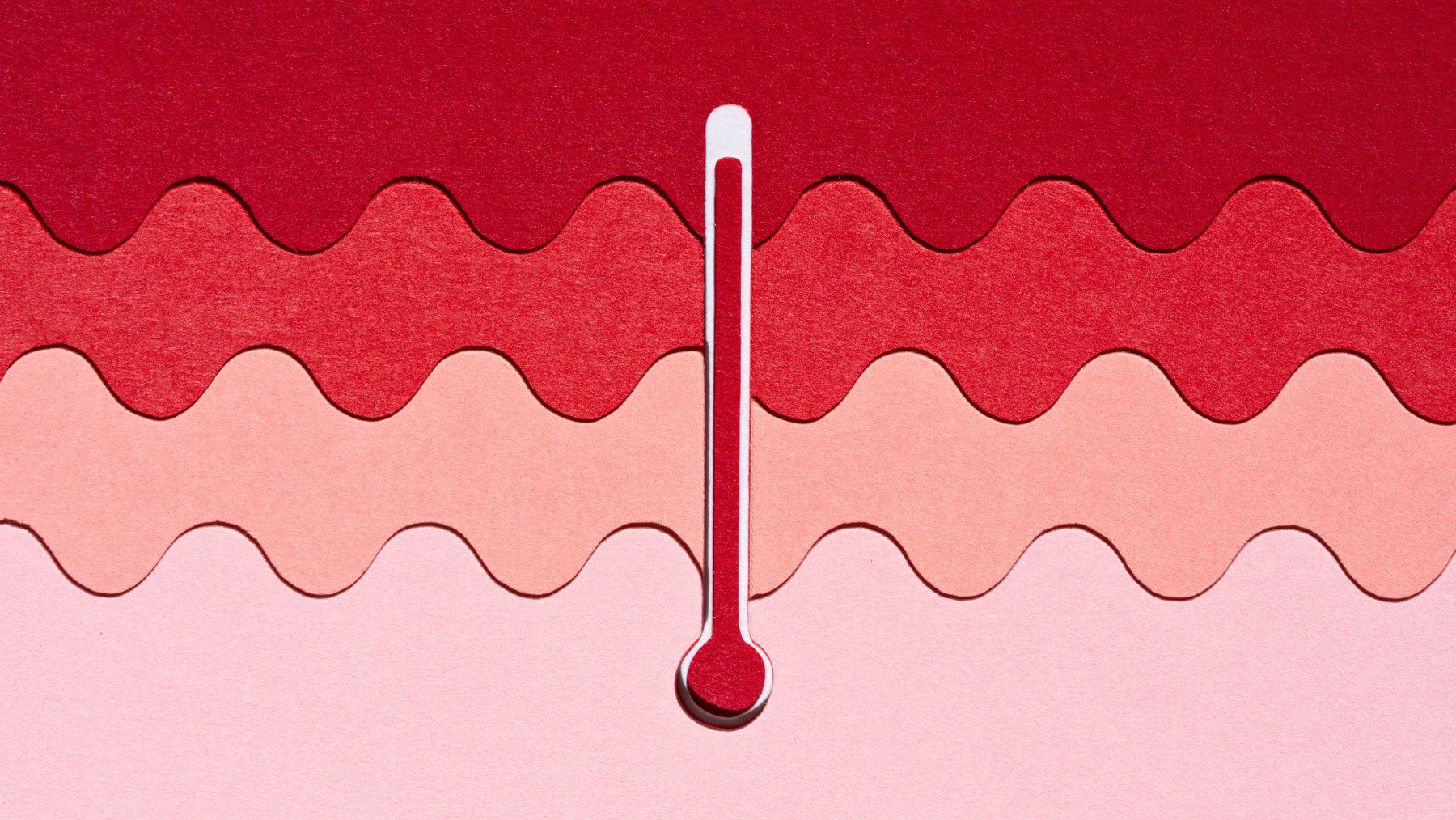 Paper Craft Red Thermometer Shows Extremely High Temperature on Summer Heatwave