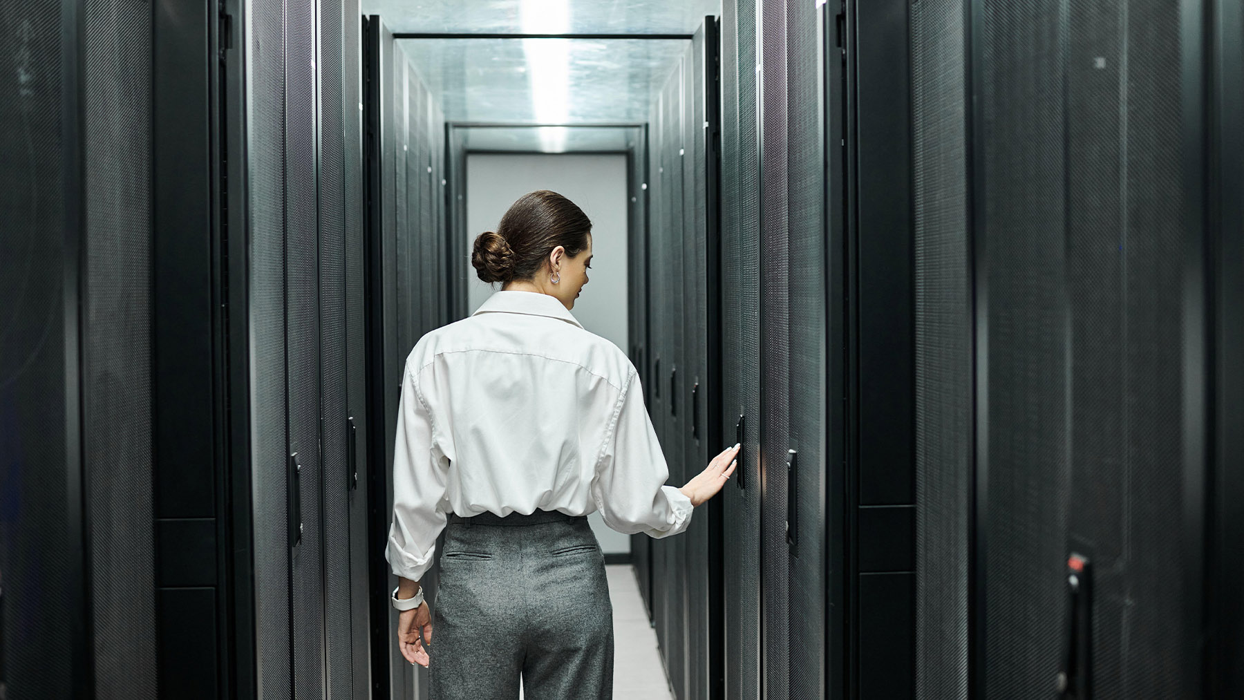 Woman in server room