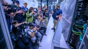 press members photograph the Jupiter supercomputer press members photograph the Jupiter supercomputer