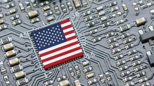 Flag of USA on a processor Flag of USA on a processor