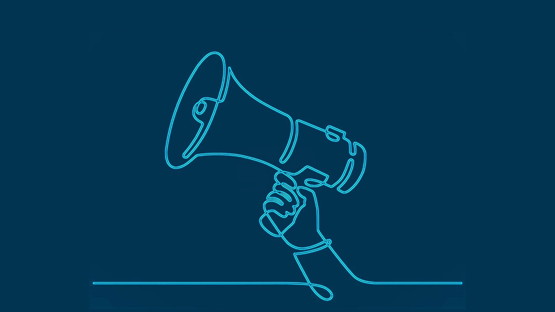 Digital megaphone on blue background