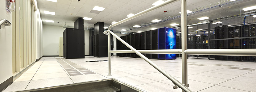 Raised floor inside DataBank's data center in Richardson, Texas