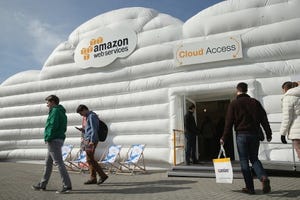 The cloud pavilion of Amazon Web Services at the 2016 CeBIT tech fair in Hanover, Germany
