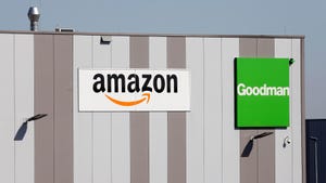 An Amazon logistics Center leased from Goodman real estate and data center group in Germany