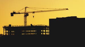 Data center construction at dusk Data center construction at dusk