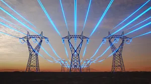 Transmission lines at sunset Transmission lines at sunset