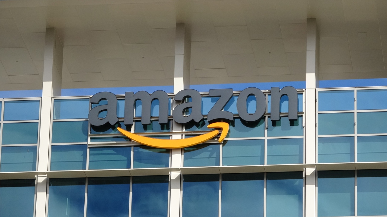 amazon logo on building amazon logo on building