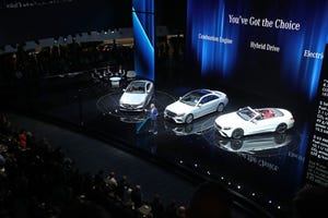Dieter Zetsche, Chairman of Daimler AG, speaks at the Mercedes-Benz press conference at the 2017 Frankfurt Auto Show on September 12, 2017