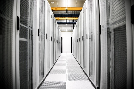 A look down an aisle at an EdgeConneX data center