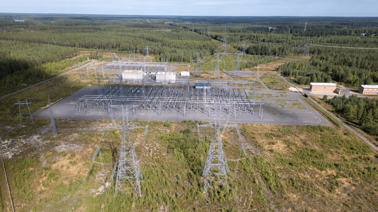 Aerial view of electrical substation, Oulu Finland Aerial view of electrical substation, Oulu Finland