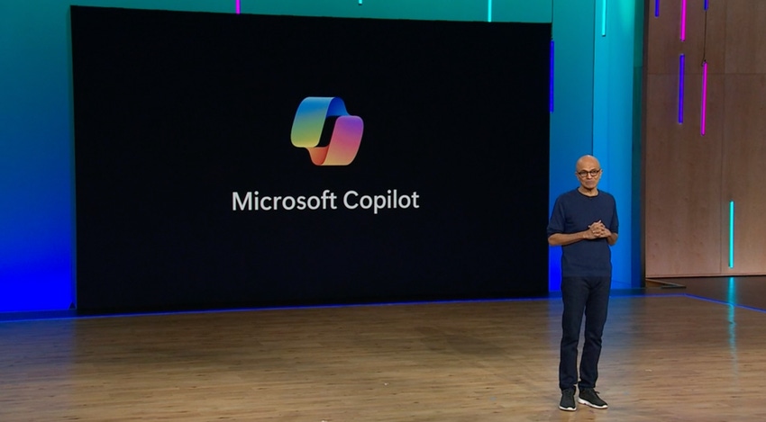 Microsoft CEO Satya Nadella on stage at Microsoft Ignite 2023