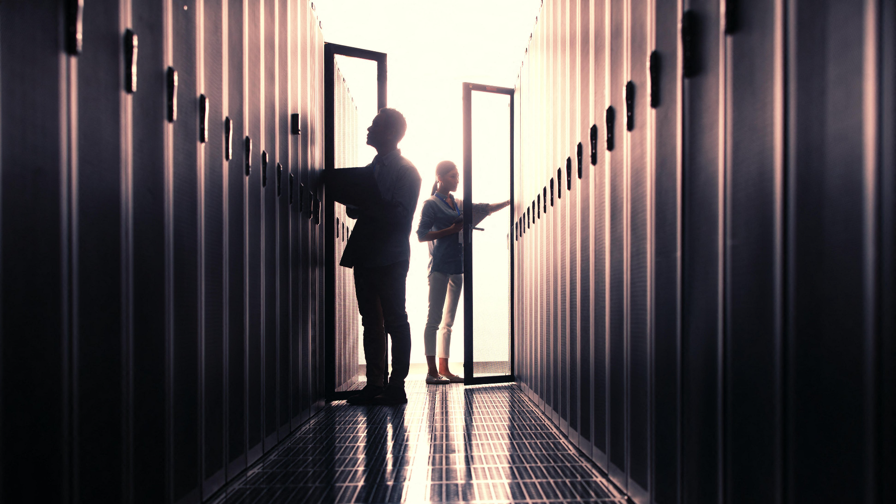 Technical staff in the computer room maintenance