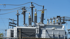 electric power transformer at transmission substation electric power transformer at transmission substation